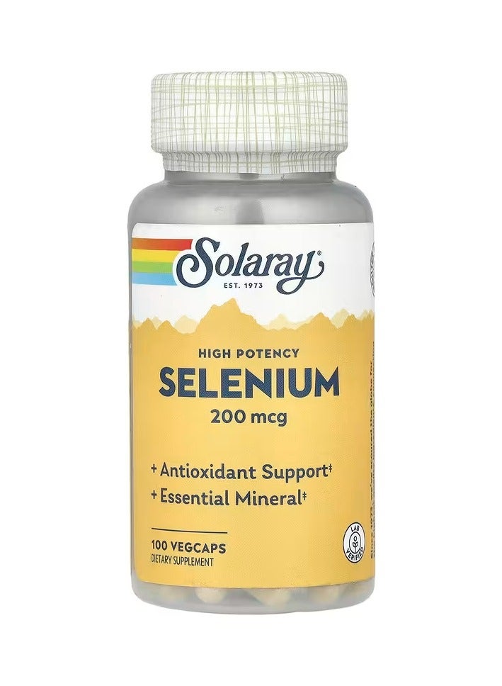 SOLARAY Selenium High Potency Veg Capsules (200mcg, 100 Pieces)