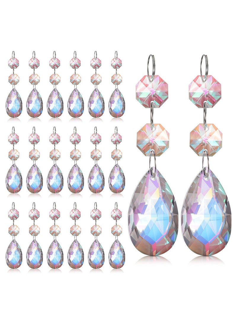 Captaintech 20 Pcs Crystal Prisms Chandelier Pendants, Teardrop Chandelier Replacement Set, Rainbow Maker Hanging Prisms for Wedding Party Tree Garlands Home Decoration - Image 1