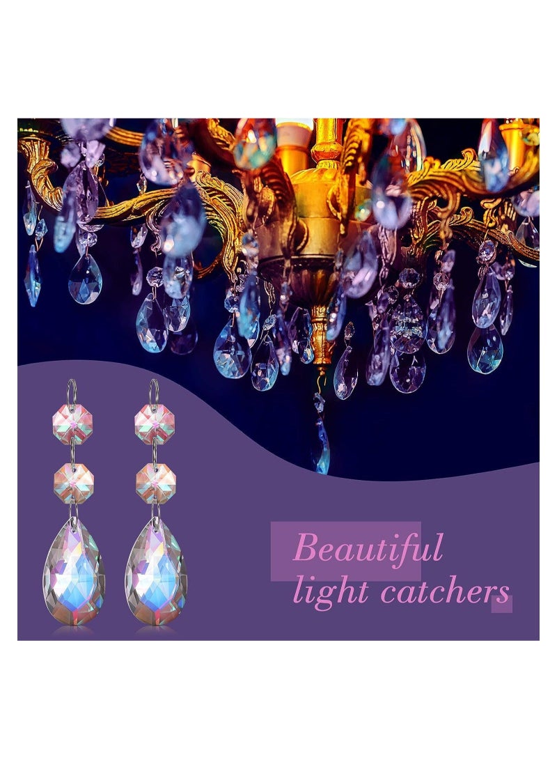 Captaintech 20 Pcs Crystal Prisms Chandelier Pendants, Teardrop Chandelier Replacement Set, Rainbow Maker Hanging Prisms for Wedding Party Tree Garlands Home Decoration - Image 3