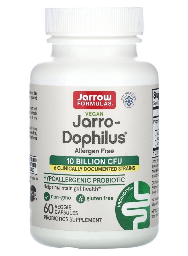jarrow formulas Vegan Jarro-Dophilus Allergen Free 10 Billion CFU 60 Veggie Capsules