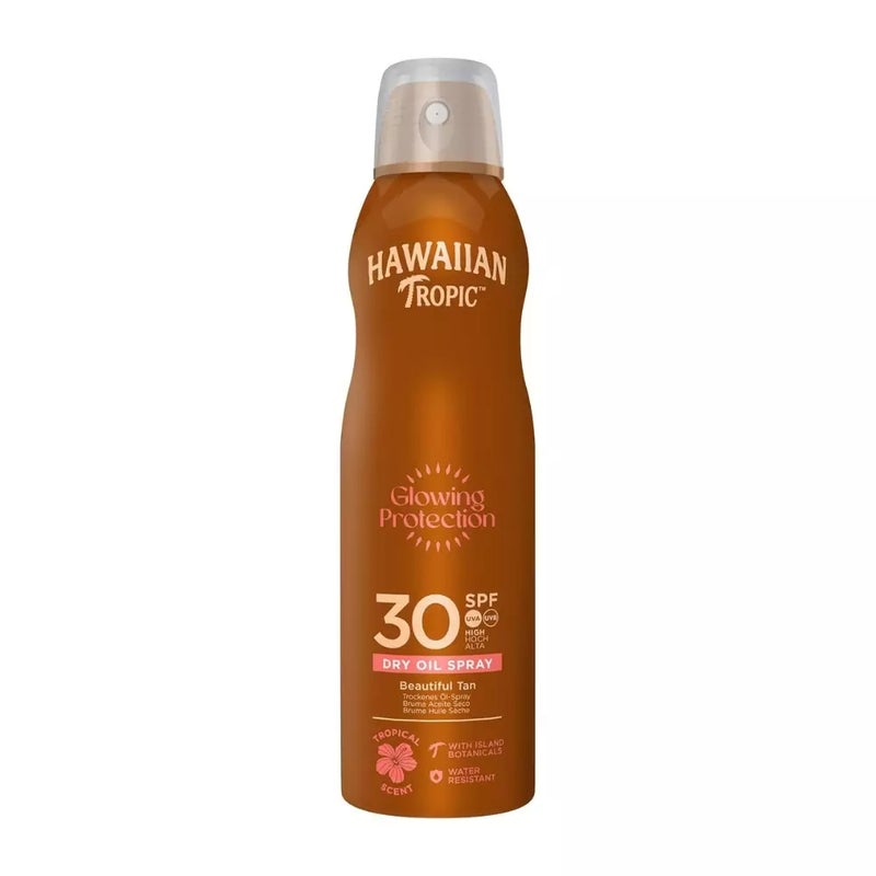 Hawaiian Tropic Glowing Protection Dry Oil Spray With SPF 30 UVA/UVB For Beautiful Tan- 180ml