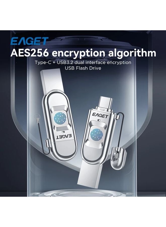 256GB Eaget Fingerprint Encrypted USB Flash Drive High Speed USB 3 2 External Storage With Password Biometric Security For iPhone 16 15 Laptop Desktop - Image 3