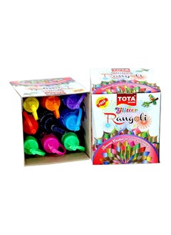TOTA Glitter Rangoli Colour Bottles for Floor, Home Decor, Diwali Decoration, Pooja, Art and Craft Set of 9 Different Glitter Rangoli Colors in Squeeze Bottle  - Image 2