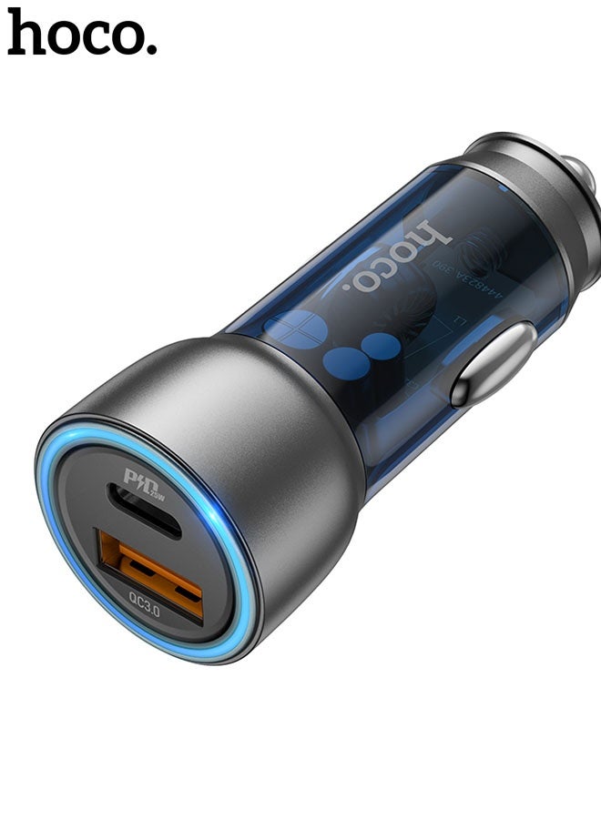 hoco. Car charger NZ8 Sprinter 43W cable set(Blue)  - Image 1