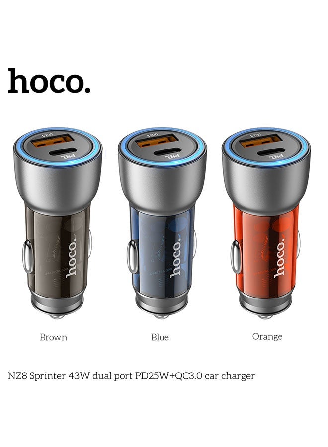 hoco. Car charger NZ8 Sprinter 43W cable set(Blue)  - Image 5