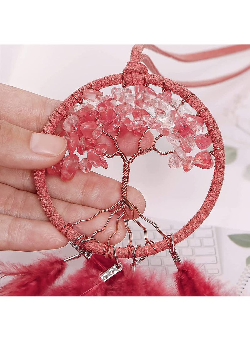 KASTWAVE Dream Catcher, Car Rear View Mirror Pendant Car Charm with Crystal Beads Tree of Life - Image 5