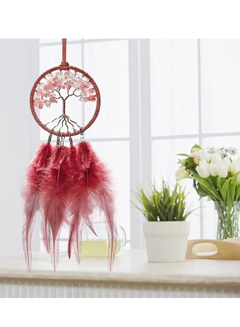 KASTWAVE Dream Catcher, Car Rear View Mirror Pendant Car Charm with Crystal Beads Tree of Life - Image 3