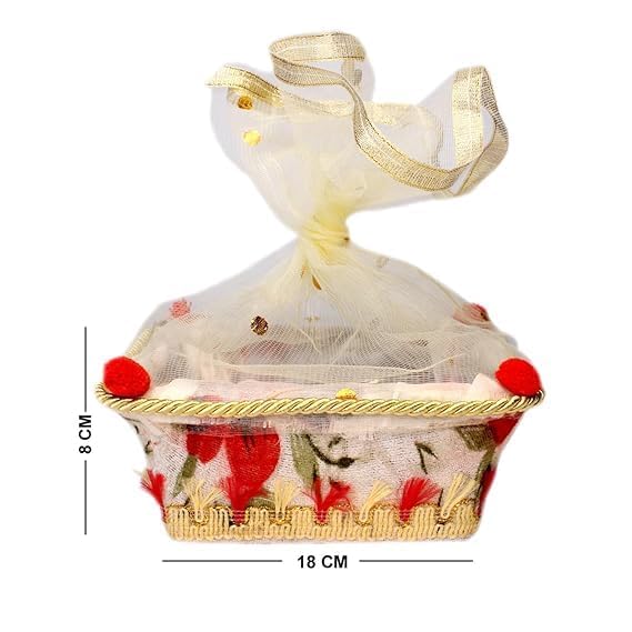 RAAYA RAAYA Golden Net Decorative Gift Basket Hampers for Wedding, Ring Ceremony & Special Occasions| Mini Gift Packer Containers (Multicolor) (Set of 6)  - Image 2