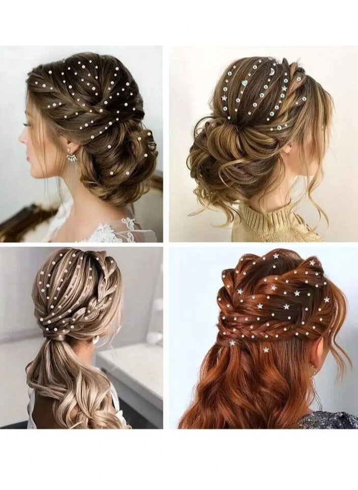 ماركة غير محددة ملصقات زخرفة خماسية النجمة للوجه DIY ذاتية اللصق، 4 ورقة من الملصقات المرصعة بالراين الأكريليك اللامع بتصاميم النجوم والقمر والفراشات والزهور للوجه والمكياج  - Image 4