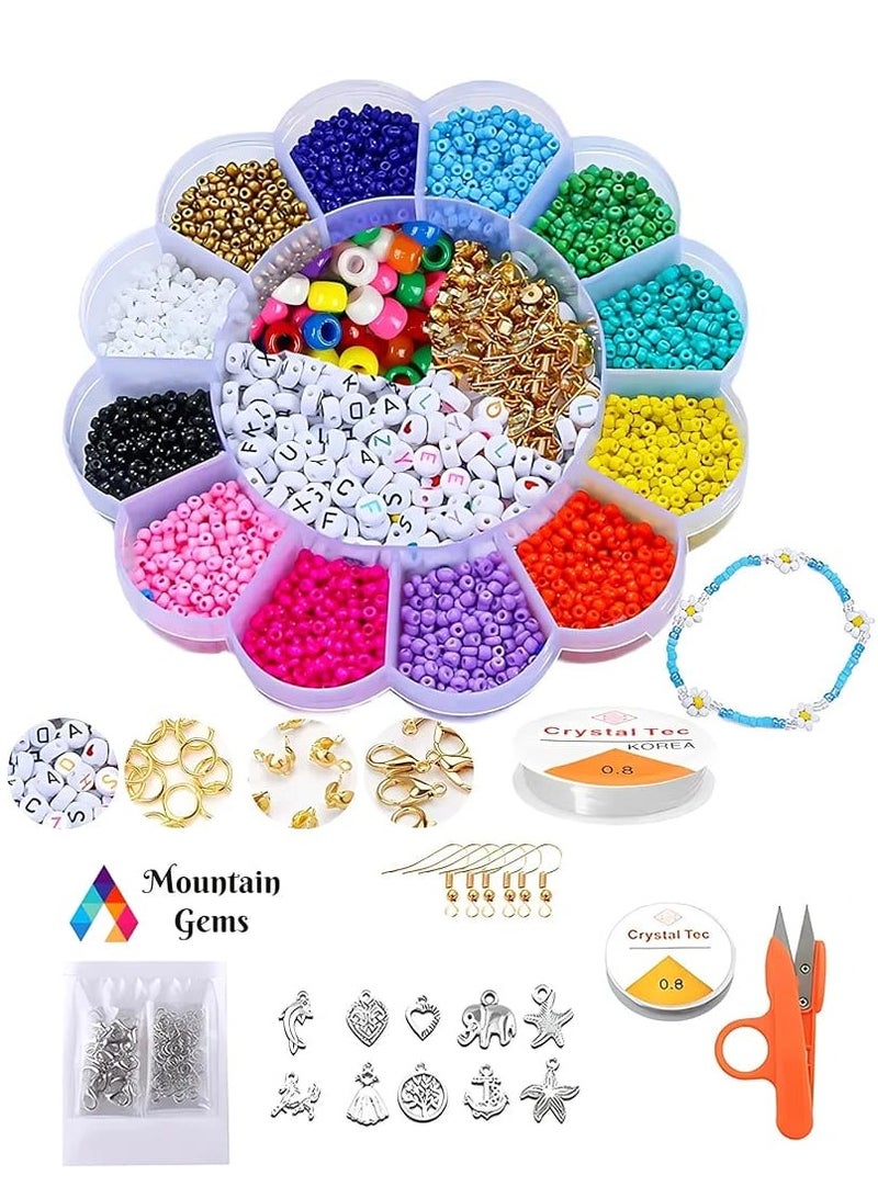 خرز مجموعة متنوعة مع صندوق منظم لأساور و صنع المجوهرات - Image 1