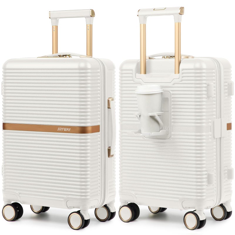 Joyway Lightweight Carry-On Luggage 20 Inch with Spinner Wheels, TSA Lock, Durable ABS Hardshell Suitcase for Business & Travel (White, 20 Inch) - Image 1
