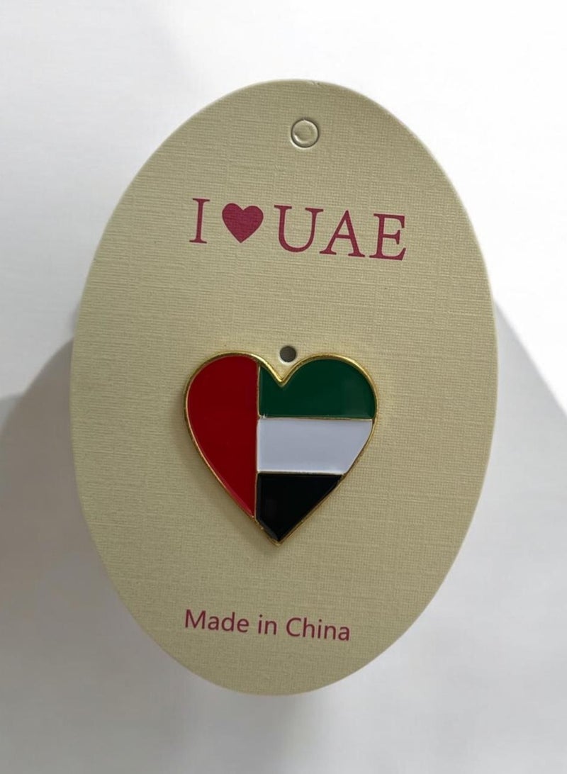 clooudiss Brooch/Logo/Magnetic Badge - UAE Flag heart shape - UAE National Day 54 - Image 1