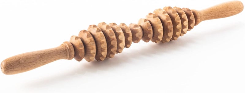 Tuuli Accessories  Oval Wooden Massage Roller MultiFunctional Body Roller for Cellulite Muscle Tension and Skin Health Support Natural Massager for Women and Men - Image 1