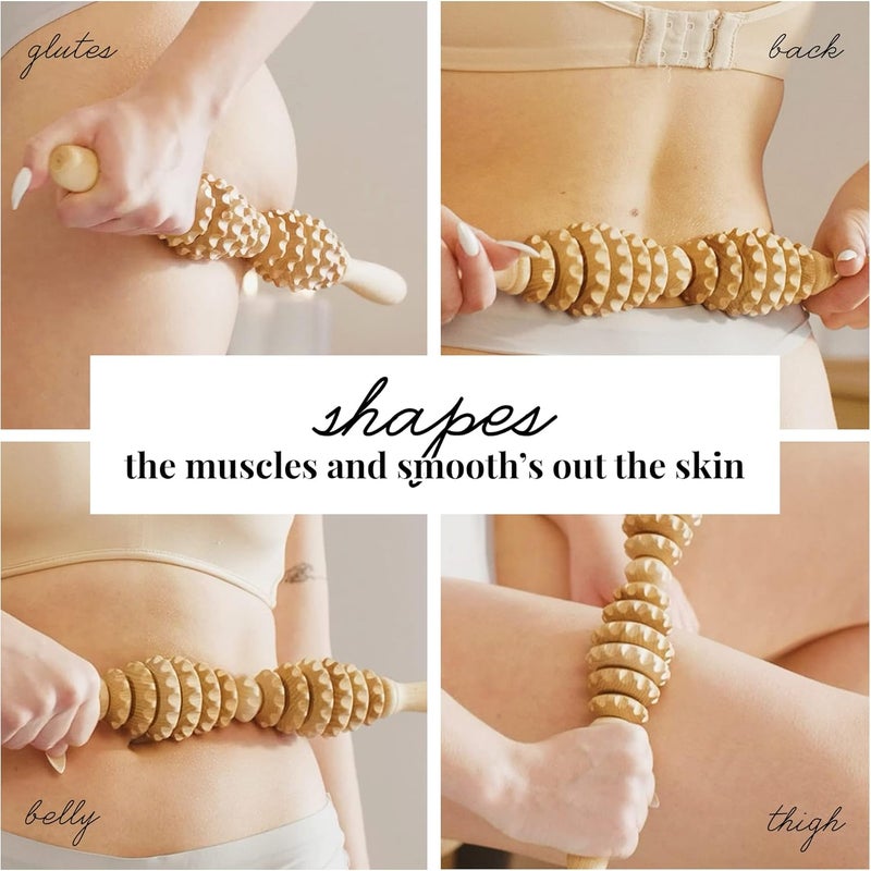 Tuuli Accessories  Oval Wooden Massage Roller MultiFunctional Body Roller for Cellulite Muscle Tension and Skin Health Support Natural Massager for Women and Men - Image 5