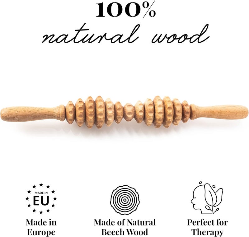 Tuuli Accessories  Oval Wooden Massage Roller MultiFunctional Body Roller for Cellulite Muscle Tension and Skin Health Support Natural Massager for Women and Men - Image 4