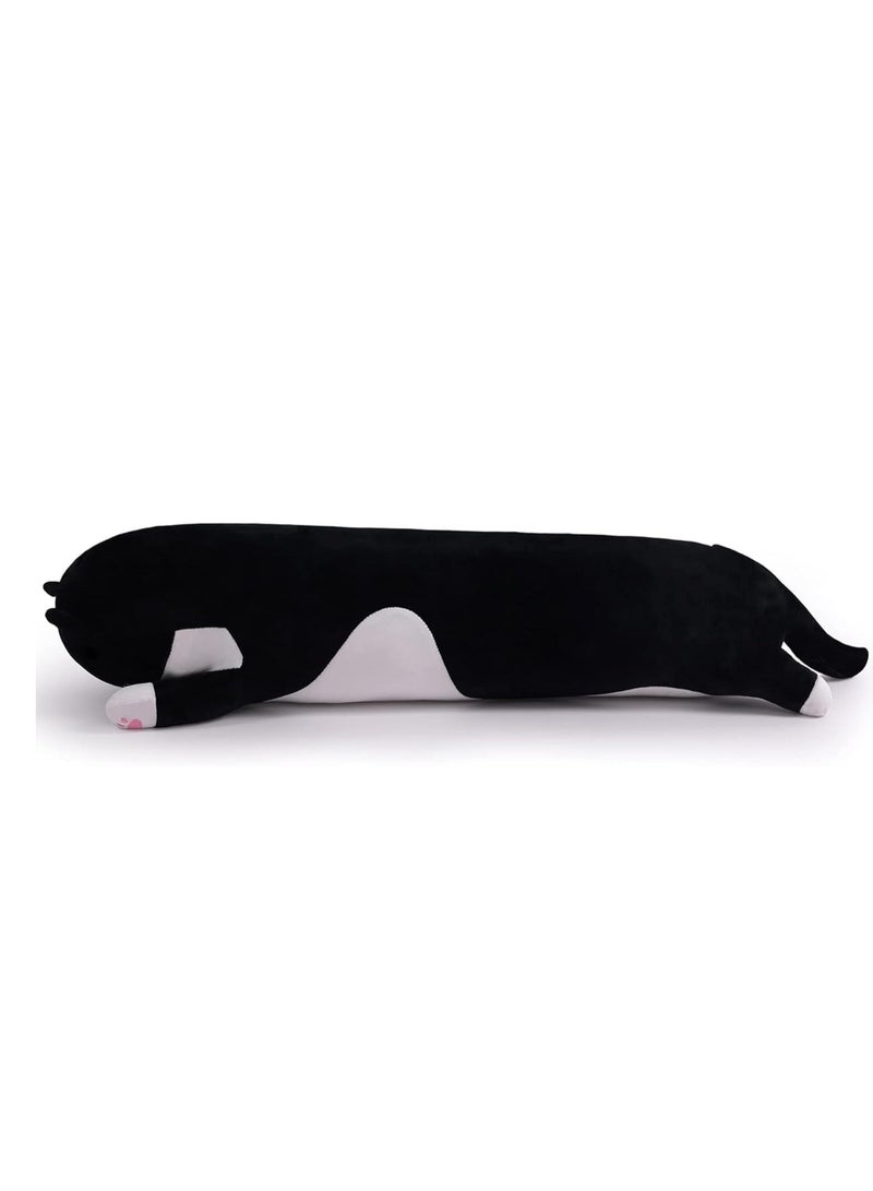 MAGIC VAULT Cat Stuffed Animal Plush Pillow – Cute Long Cat Body Pillow, Soft Kitten Plush Toy, Cat Stuffed Animal for Kids, Girlfriend Gift, Cozy Decorative Throw Pillow (50CM, Black)  - Image 3