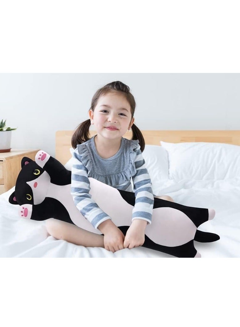 MAGIC VAULT Cat Stuffed Animal Plush Pillow – Cute Long Cat Body Pillow, Soft Kitten Plush Toy, Cat Stuffed Animal for Kids, Girlfriend Gift, Cozy Decorative Throw Pillow (50CM, Black)  - Image 5