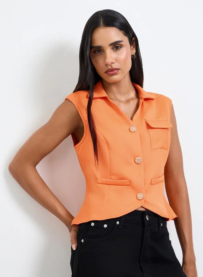 تايك تو Orange Sleeveless Waistcoat