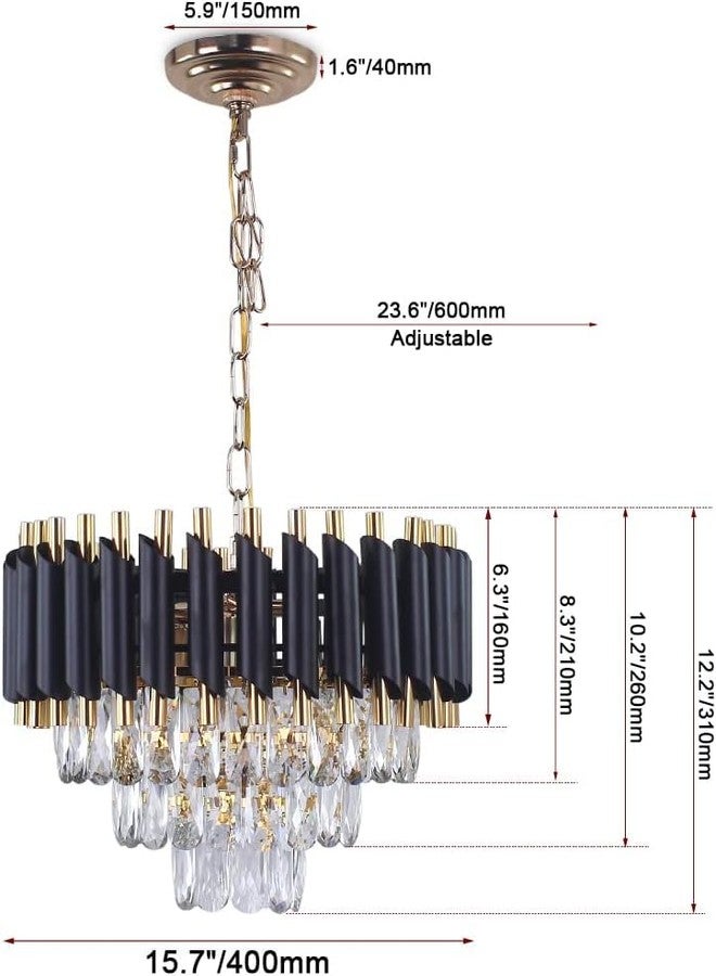 ADWAIT Luxury Black Mamba Crystal Chandelier | Moving Round LED Ceiling Light with Bluetooth Speaker & Remote | RGB Colour Changing | Living Room Chandelier (Moving Black Gold, 400MM) - Image 5
