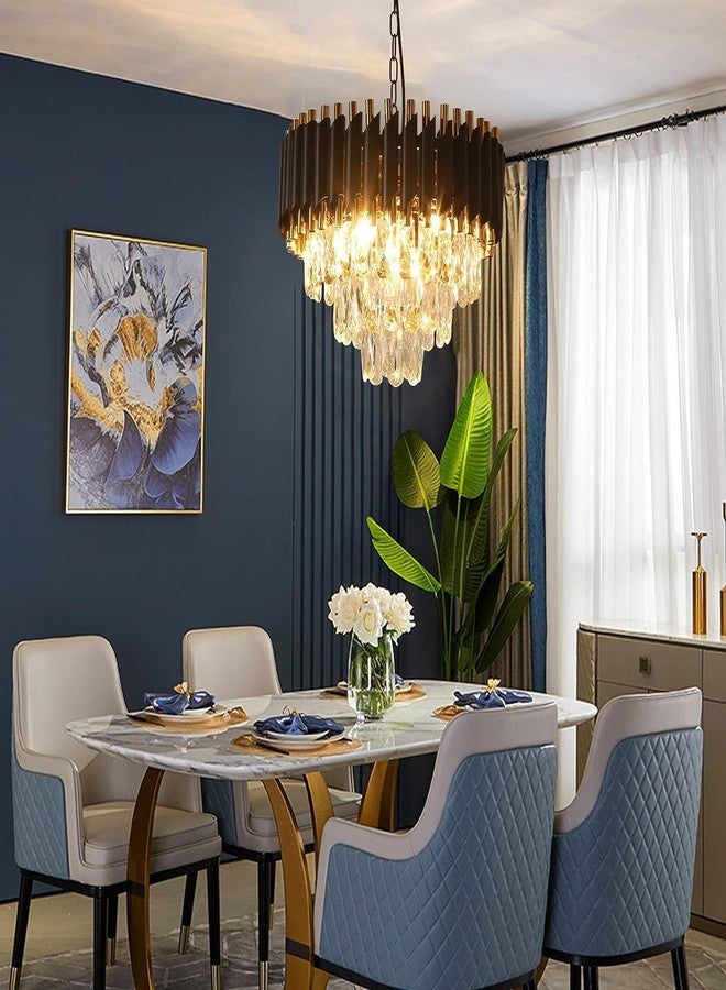 ADWAIT Luxury Black Mamba Crystal Chandelier | Moving Round LED Ceiling Light with Bluetooth Speaker & Remote | RGB Colour Changing | Living Room Chandelier (Moving Black Gold, 400MM) - Image 3