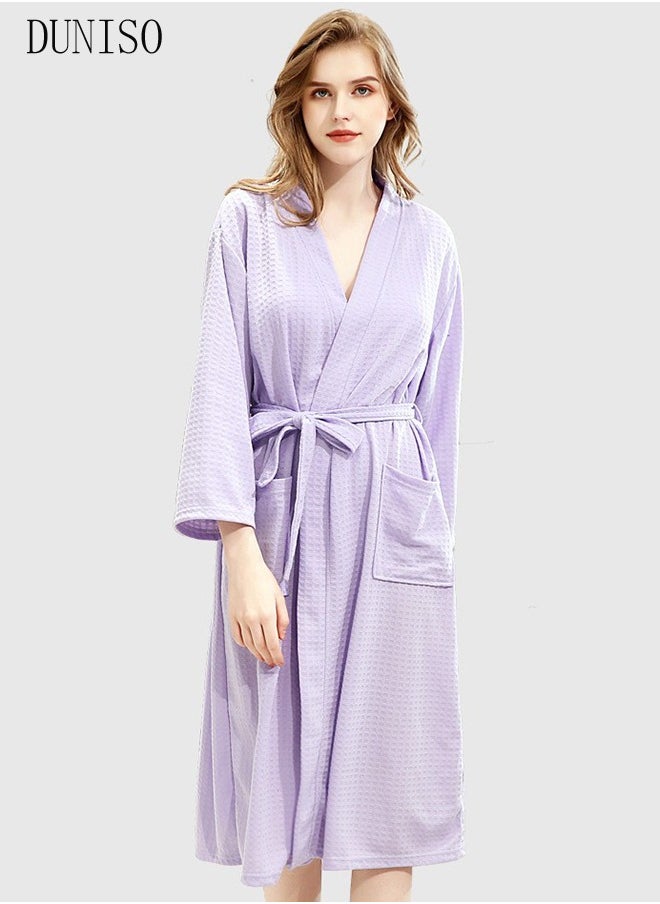 DUNISO - Women's Robe Lightweight Soft Kimono Robes Loungewear with Long Sleeve Side Pockets Sleepwear Spa Robe Nightwear Nightgown Women Water Bathrobe Bridesmaid Robes Dressing Gown Autumn Robe - Image 1