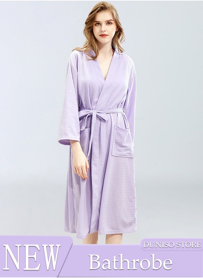 DUNISO - Women's Robe Lightweight Soft Kimono Robes Loungewear with Long Sleeve Side Pockets Sleepwear Spa Robe Nightwear Nightgown Women Water Bathrobe Bridesmaid Robes Dressing Gown Autumn Robe - Image 1