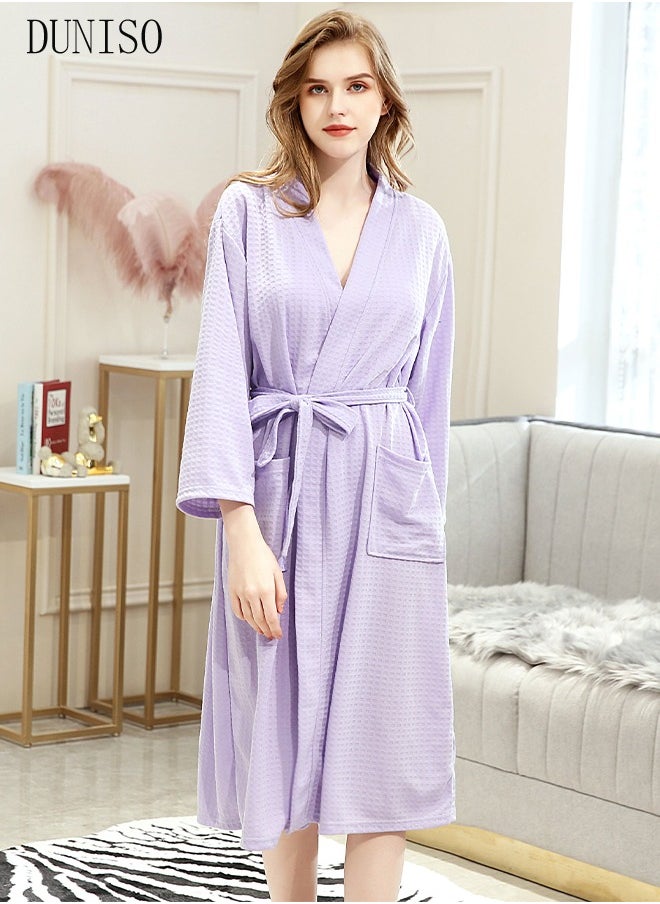 DUNISO - Women's Robe Lightweight Soft Kimono Robes Loungewear with Long Sleeve Side Pockets Sleepwear Spa Robe Nightwear Nightgown Women Water Bathrobe Bridesmaid Robes Dressing Gown Autumn Robe - Image 1