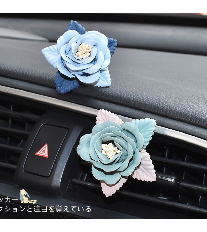 Rose Red Fabric Flower Car Vent Clip Cute Interior Air Outlet Decoration - Image 4