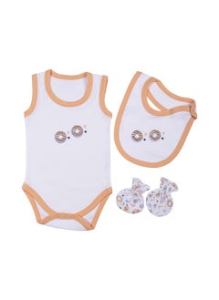 Babies Basic 7 Piece Unisex 100% Cotton Gift Set Include Bib, Pyjama, Mitten, Cap, Romper, Top And Bottom Set  - Image 3