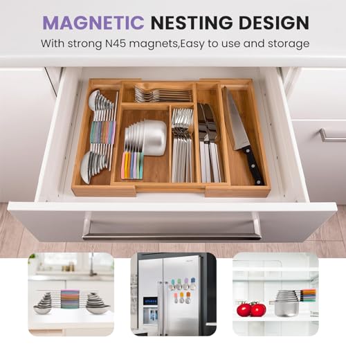 HOUJIP Magnetic Measuring Cups and Spoons Set-Heavy Duty 304 Stainless Steel，Double Measurement Markings，Set of 16 with Leveler for Measure Dry and Liquid Ingredients - Image 5