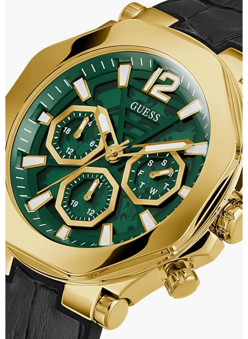 GUESS Mens Black Green Dial Multi-function Watch - GW0492G3 - Image 2