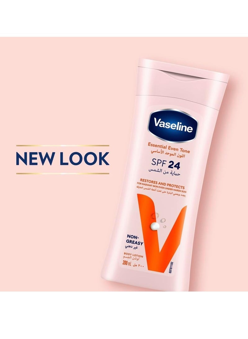 Vaseline Essential Even Tone Body Lotion, SPF 24 for glowing skin that's protected against sun damage, 200ml - Image 2