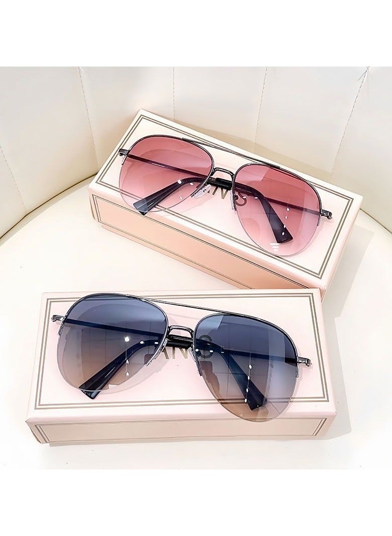 general Super cool men and women's high-end driving sunglasses, aviator sunglasses for driving, large frame frog mirror, big face sun glasses - Image 2