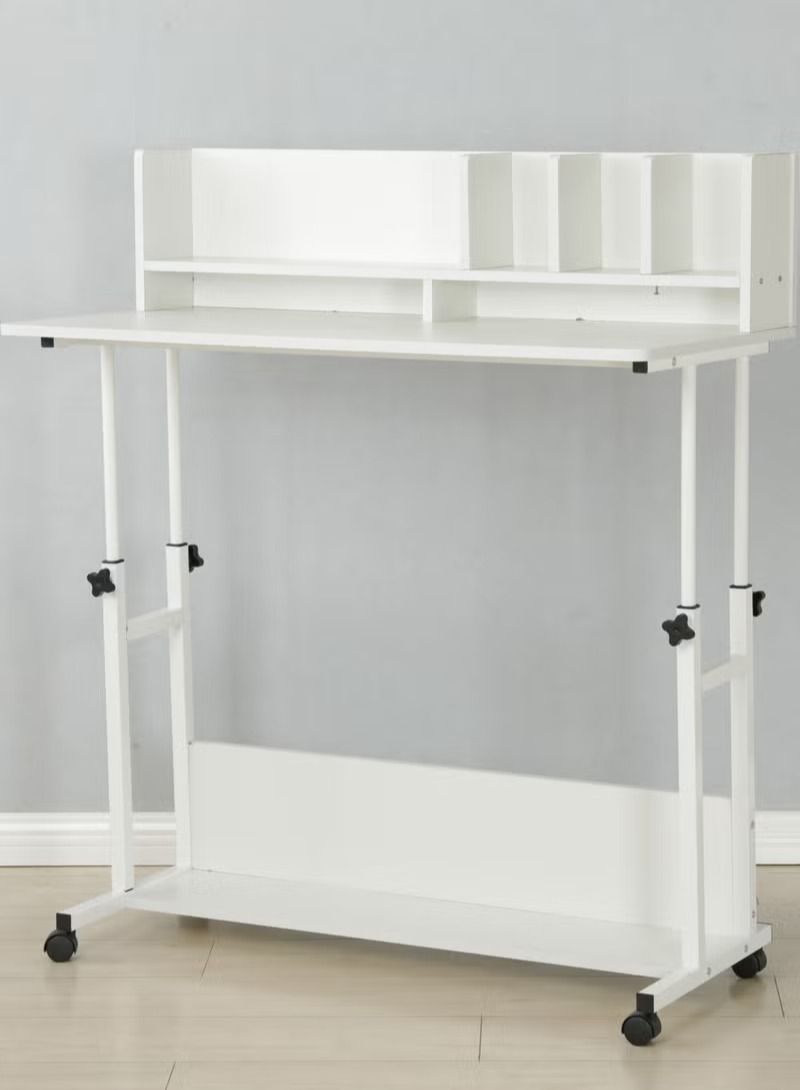 AGD Adjustable Height Kids Study Desk with Hutch Bookshelf White - Image 3