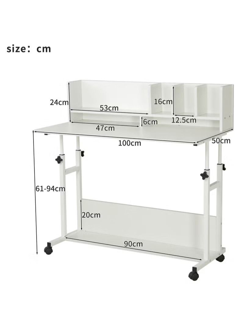 AGD Adjustable Height Kids Study Desk with Hutch Bookshelf White - Image 4