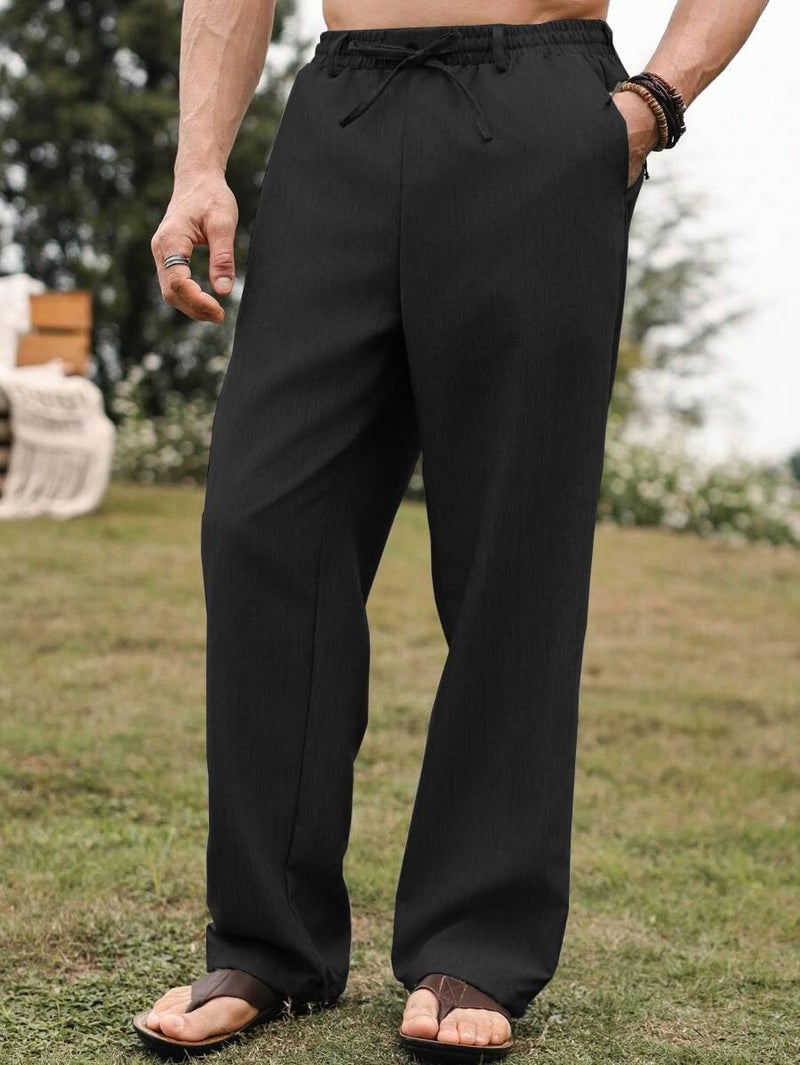 JVX Men Trouser || Lilen Trouser for Men || Lilen Pant (TROUSER-08) (in, Numeric, 38, Black) - Image 2