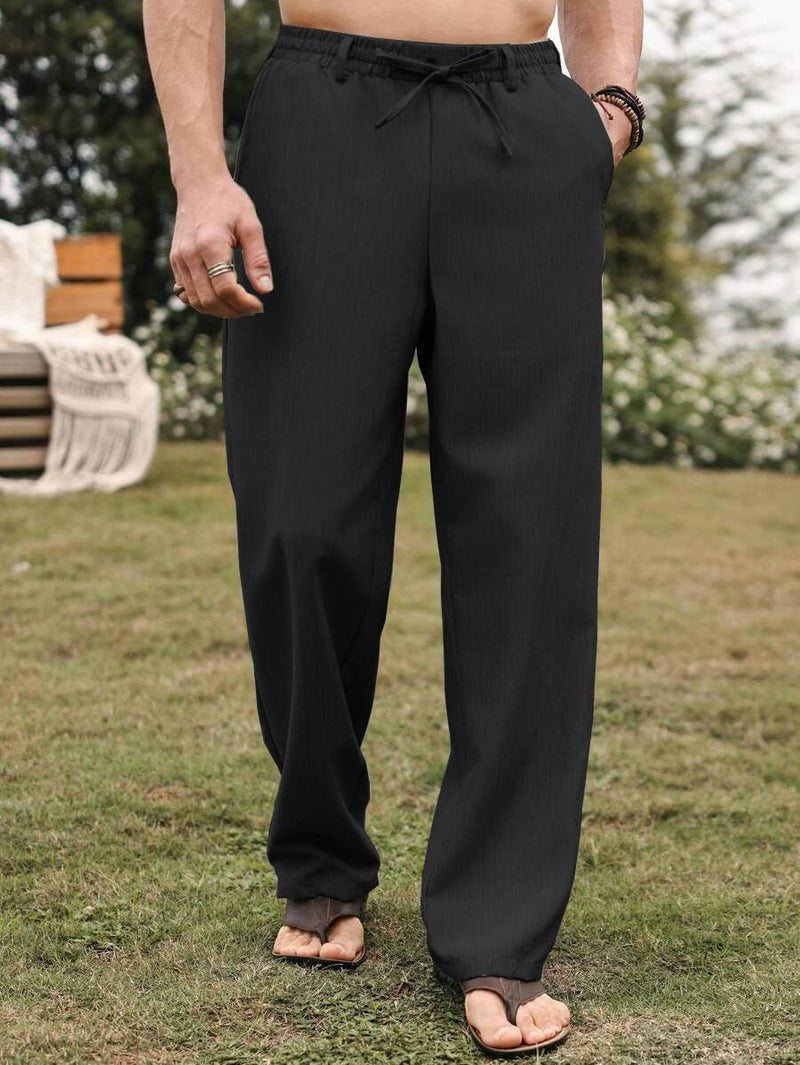 JVX Men Trouser || Lilen Trouser for Men || Lilen Pant (TROUSER-08) (in, Numeric, 38, Black) - Image 3