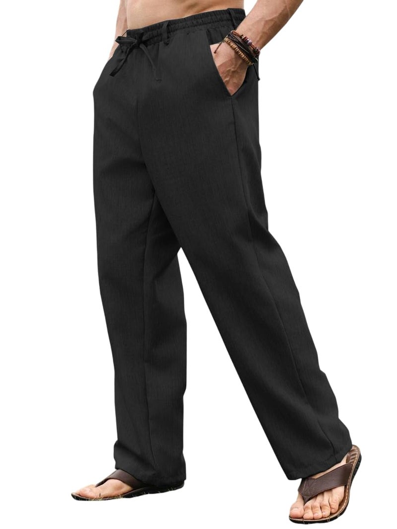 JVX Men Trouser || Lilen Trouser for Men || Lilen Pant (TROUSER-08) (in, Numeric, 38, Black) - Image 1
