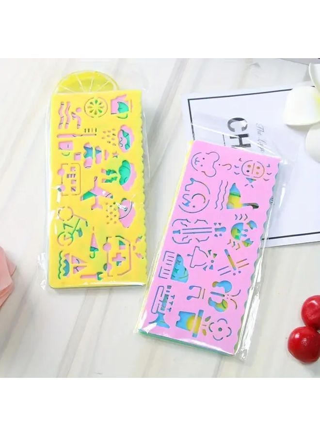 Creative Student Stationery Set 4pcs Rulers Multi Clock Graphic Flower Cute Handwriting Practice Drawing Rulers - Image 5