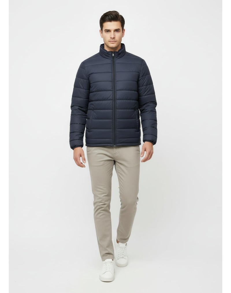 FYLTR Men's Stand Collar Puffer Jacket, Navy, M - Image 5