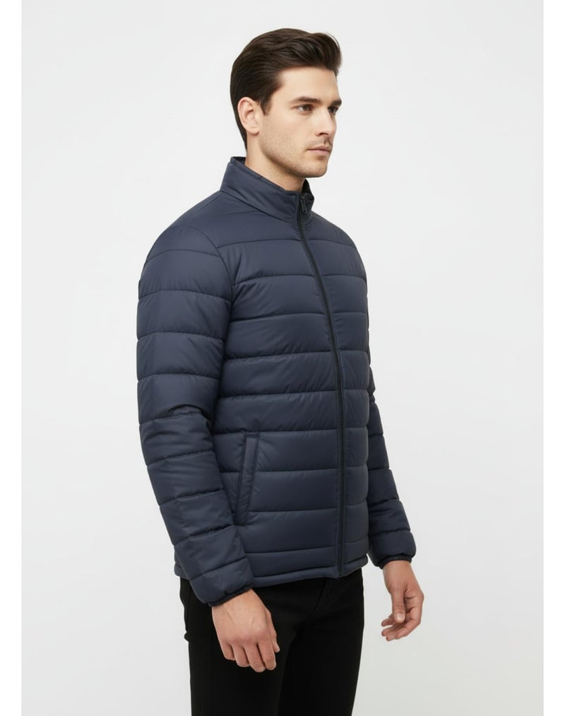 FYLTR Men's Stand Collar Puffer Jacket, Navy, M - Image 2