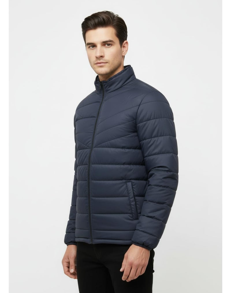 FYLTR Men's Stand Collar Puffer Jacket, Navy, M - Image 3