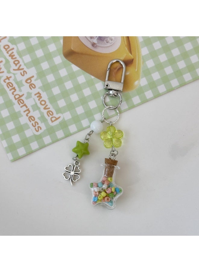 NIBEMINENT Beaded Phone Lanyard, Anti Lost Removable Wrist Strap, Star Wish Bottle Bracelet Pendant, Phone Keychain Lanyard