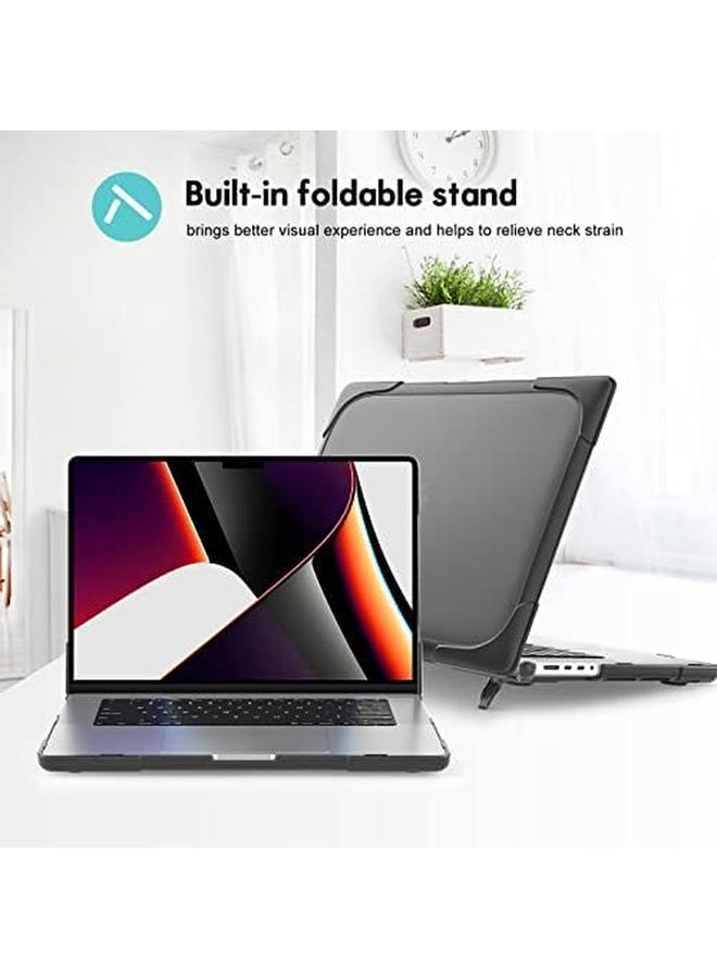 Procases Macbook Pro 16 Inch Case 2021 2022 Release A2485 M1 Pro M1 Max Heavy Duty Hard Shell Bumper Dual Layer Protective Cover With Fold Kickstand For Macbook Pro 16" With Touch Id Black - Image 5