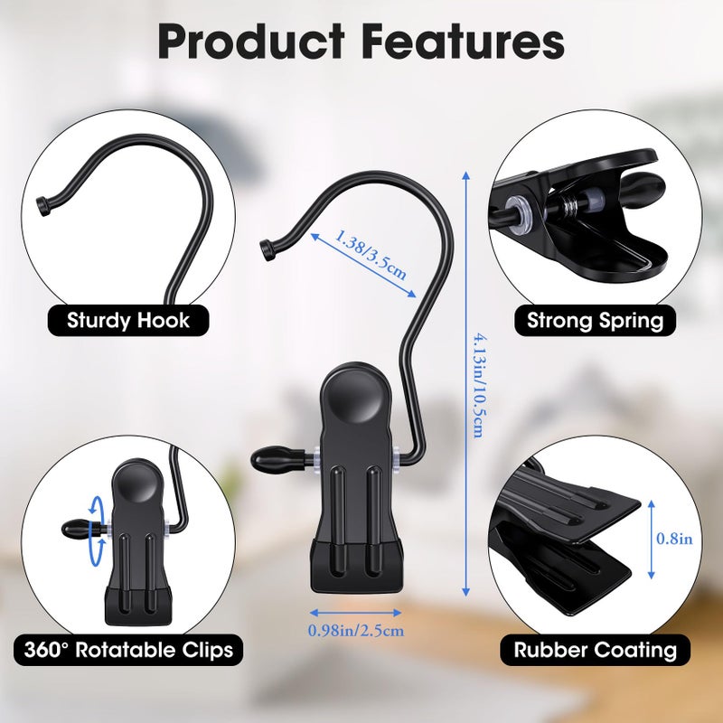 Besslly 36 Pack Boot Hangers Clips for Closet, Heavy Duty Legging Organizer for Closet Hanging Pants Hangers with Clips Clothes Pins Hanger Clips Laundry Hooks Towel Socks Hats Tall Boots Home Travel Black - Image 2