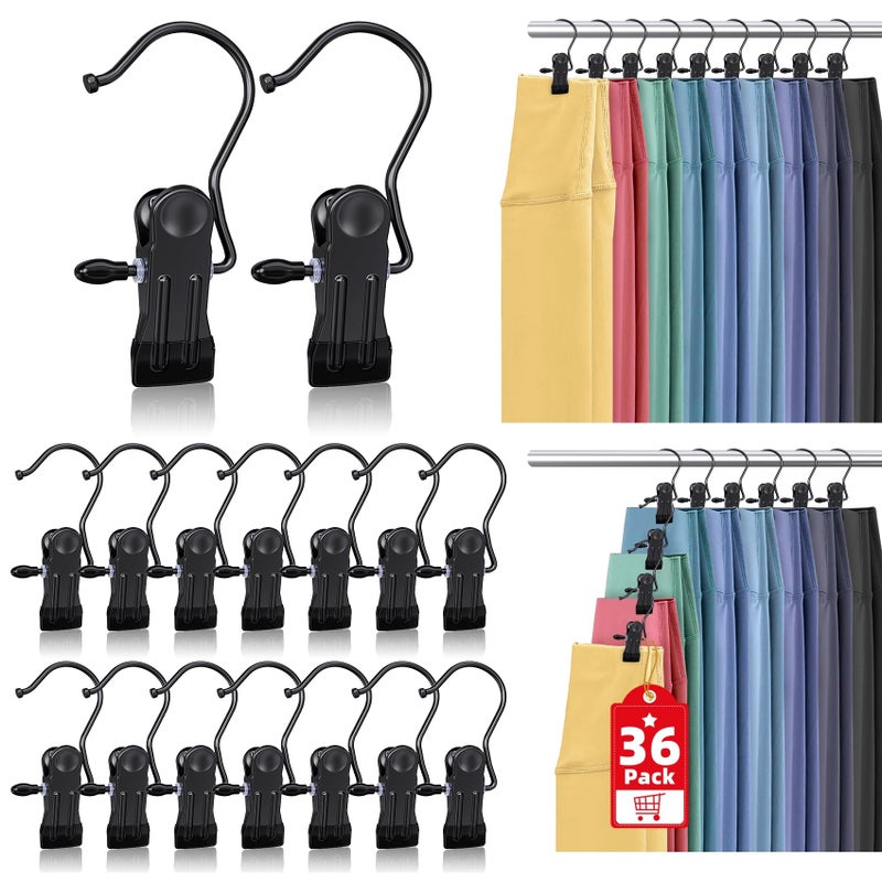 Besslly 36 Pack Boot Hangers Clips for Closet, Heavy Duty Legging Organizer for Closet Hanging Pants Hangers with Clips Clothes Pins Hanger Clips Laundry Hooks Towel Socks Hats Tall Boots Home Travel Black - Image 1