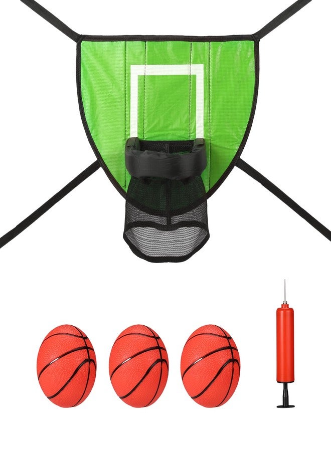 lasuroa Trampoline Basketball Hoop with 3 Basketballs & Pump, Mini Basketball Hoop for Kids Waterproof Basketball Goal Soft Basketball Game Set Attachment for All Ages Basketball Lovers (Green) - Image 1