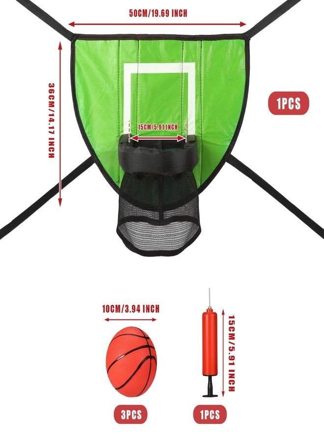 lasuroa Trampoline Basketball Hoop with 3 Basketballs & Pump, Mini Basketball Hoop for Kids Waterproof Basketball Goal Soft Basketball Game Set Attachment for All Ages Basketball Lovers (Green) - Image 2