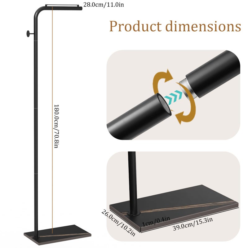 OUTBROS Coat Rack, Portable L-shaped Clothes Rack with Hook, Modern Hanger, Sturdy Freestanding Metal Clothing Rack, Used in Bedroom, Entrance and Living Room, 15.3 x 10.2 x 70.8 inch, Black - Image 3