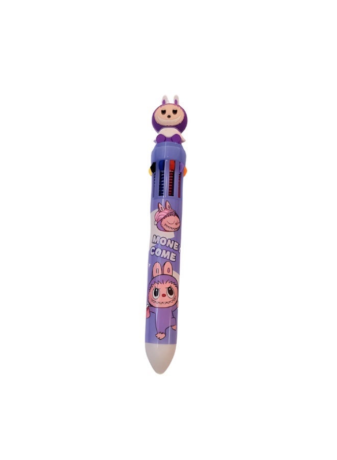 LABUBU 3 Pens Pack - Labubu Multi-Colored ink Cute Cartoon Design Pen - Creativity and Fun in One Pen -Purple Yellow Gray - Image 2